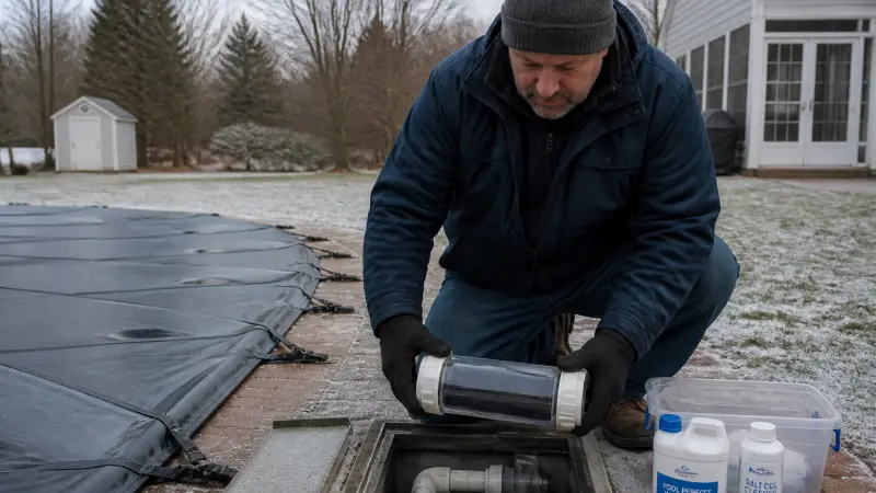 Hivernage piscine au sel : procédure, produits et précautions spécifiques